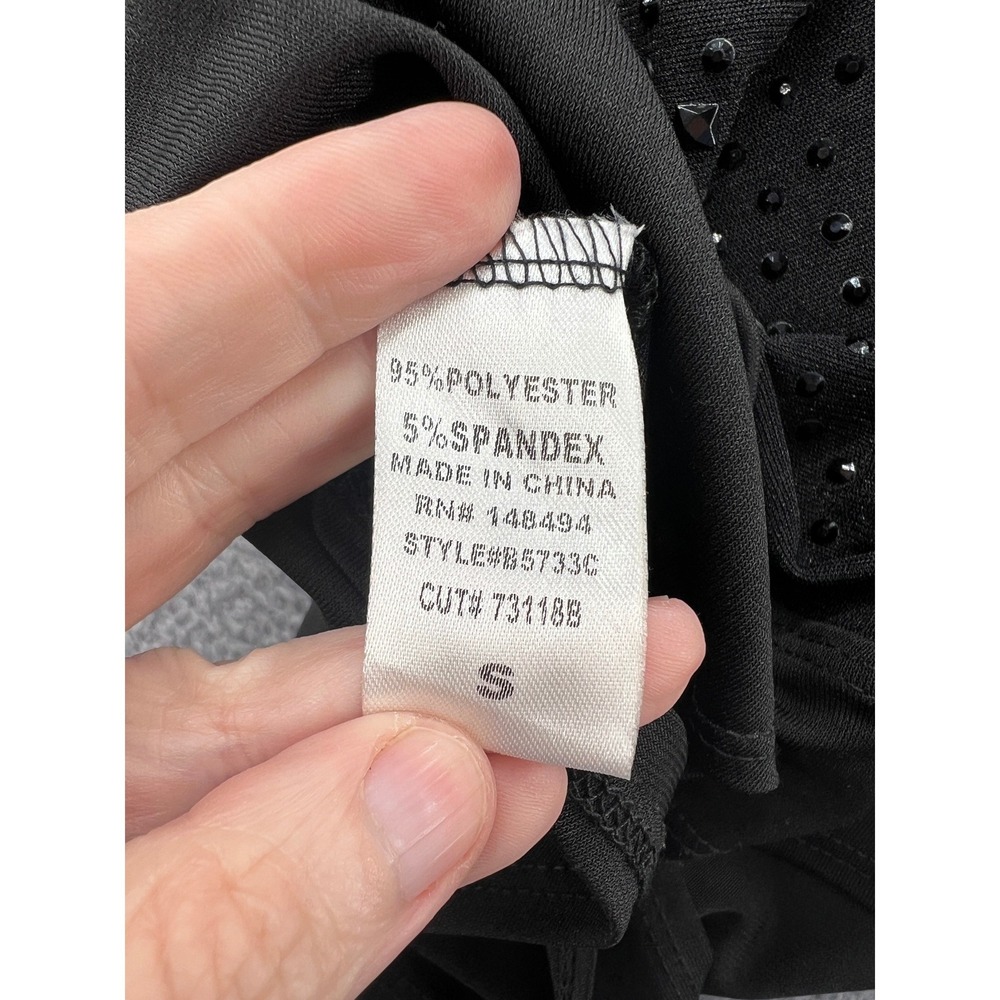 Windsor Bodysuit Womens S Black Rhinestone Embellished Mesh Long Sleeve - Picture 8 of 10